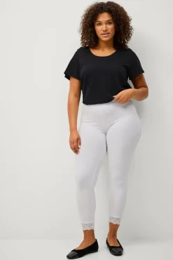 Ellos Plus collection Leggings med blondekant Hvid Best