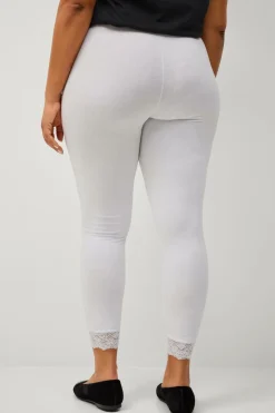 Ellos Plus collection Leggings med blondekant Hvid Best