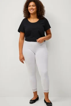 Ellos Plus collection Leggings med blondekant Hvid Best