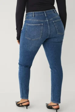 Ellos Plus collection slim jeans med høj talje Mid blue Sale