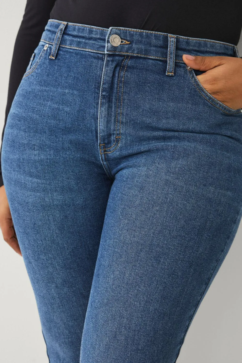 Ellos Plus collection slim jeans med høj talje Mid blue Sale