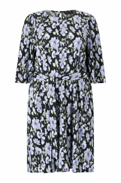 Ellos Plus collection Vævet kjole med 3/4 ærmer Blå blomstret Clearance