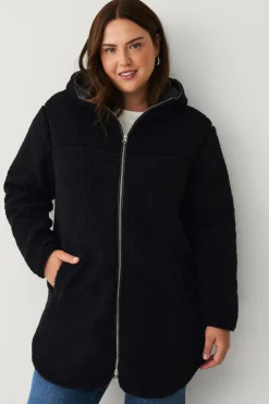 Ellos Jakker & Frakker>Plus collection Lang, foret fleecejakke Sort