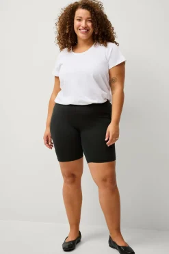 Ellos Shorts|Basistøj>Plus collection Korte cykelshorts med høj talje Sort