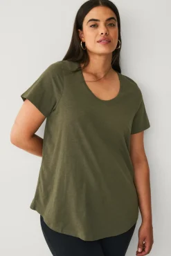 Ellos Plus collection Top med rund hals Grøn