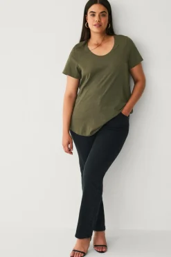 Ellos Plus collection Top med rund hals Grøn