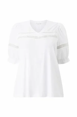 Ellos Plus collection Top med blondedetaljer hvid Online