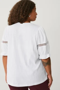 Ellos Plus collection Top med blondedetaljer hvid Online