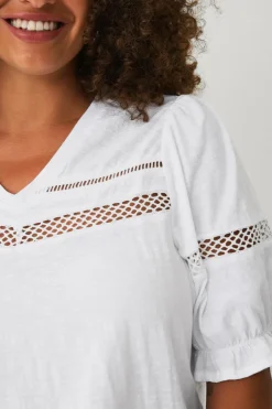 Ellos Plus collection Top med blondedetaljer hvid Online