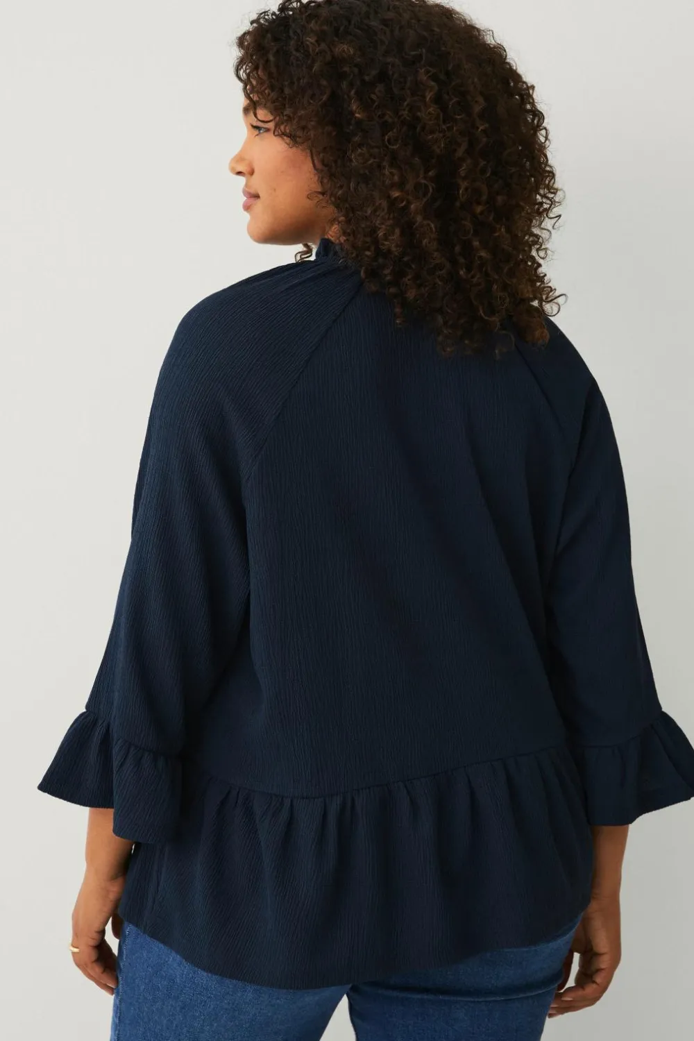 Ellos Plus collection Top i struktureret jersey mørk blå Outlet