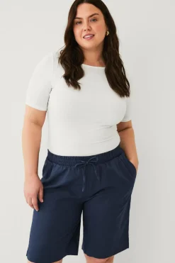 Ellos Shorts>Plus collection Hørshorts Marineblå