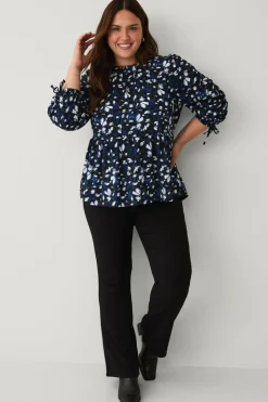 Ellos Skjorter & Bluser>Plus collection Bluse med peplum Blå blomstret