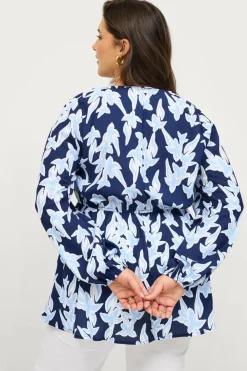 Ellos Plus collection Tunika Cilla Blå blomstret Sale