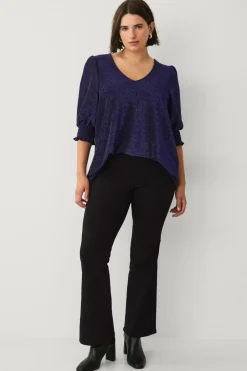 Ellos Plus collection Top med ballonærme Mørk blå Outlet