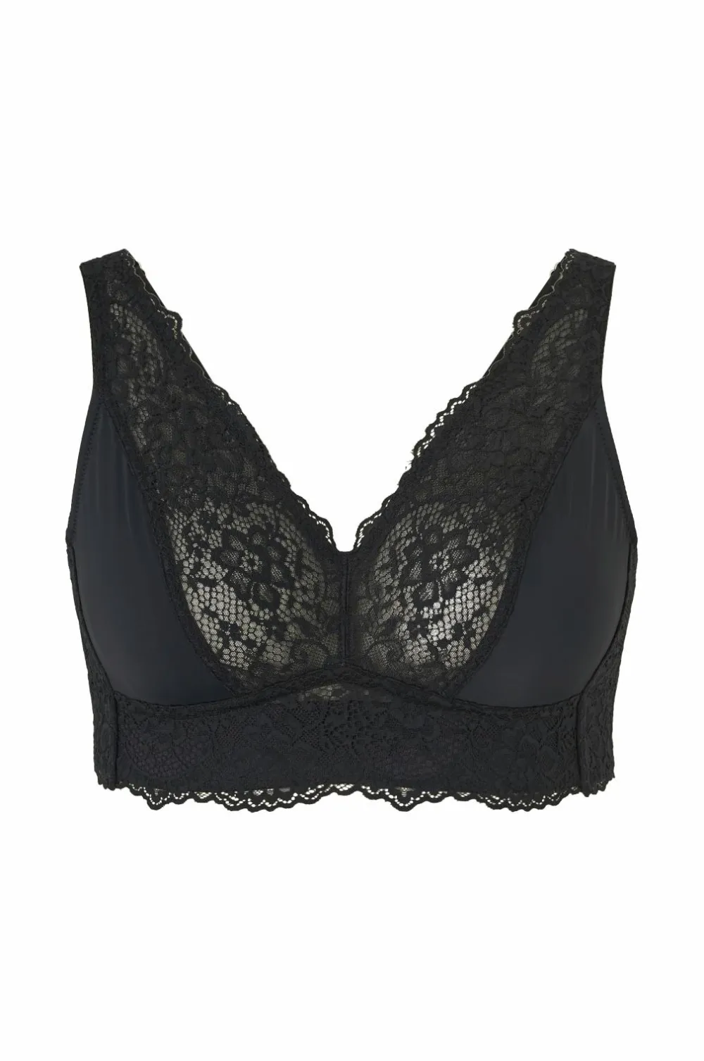 Ellos Bh'Er>Plus collection Blød blonde-bh Sort