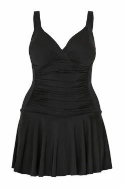 Ellos Badedragter|Badetøj>Plus collection Badedragt med formende effekt i skørtet Sort