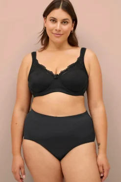 Ellos Plus collection Bh med bøjler med blondedetaljer Sort Outlet