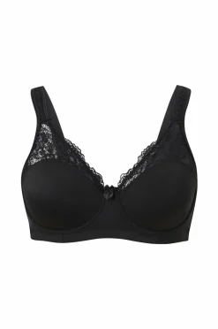 Ellos Plus collection Bh med bøjler med blondedetaljer Sort Outlet