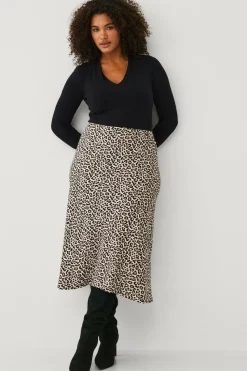 Ellos Nederdele>Plus collection Nederdel med elastik i taljen Leo print