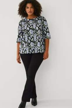 Ellos Plus collection Bluse Blå blomstret Outlet