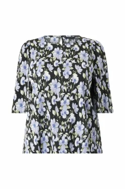 Ellos Plus collection Bluse Blå blomstret Outlet