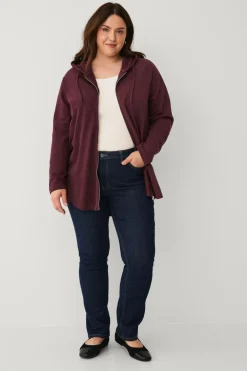 Ellos Plus collection Sweatshirt med hætte og lynlås Vinrød Online