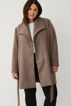 Ellos Plus collection Kappe med bindebælte brun Outlet