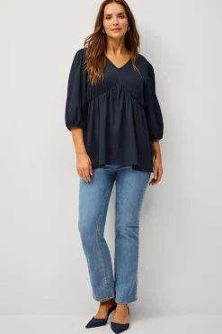 Ellos Plus collection Tunika med pufærmer Navy Clearance