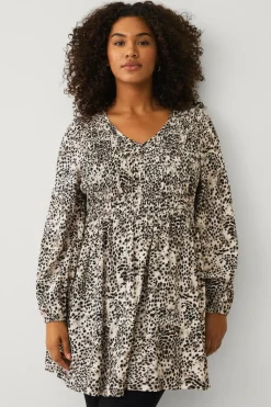 Ellos Tunikaer|Skjorter & Bluser>Plus collection Tunika med kittel Leo tryk