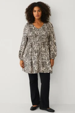 Ellos Tunikaer|Skjorter & Bluser>Plus collection Tunika med kittel Leo tryk