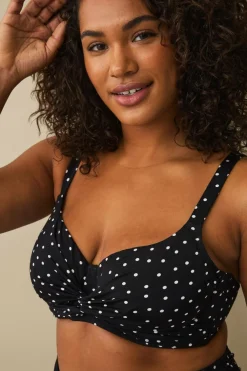 Ellos Plus collection Bikini-BH med bøjle Sort/hvidprikket Sale