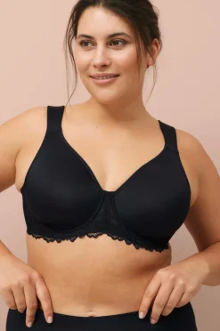 Ellos Bh'Er>Plus collection Bøjle-bh med blondedetaljer Sort