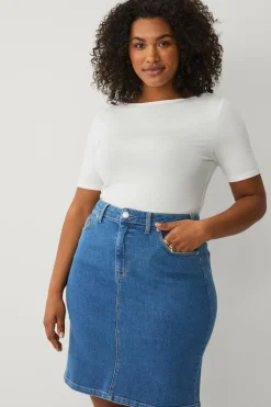 Ellos Nederdele>Plus collection Cowboynederdel Denim blå