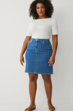 Ellos Nederdele>Plus collection Cowboynederdel Denim blå