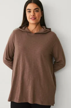 Ellos Plus collection Sweatshirt med hætte Brun Best