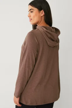Ellos Plus collection Sweatshirt med hætte Brun Best