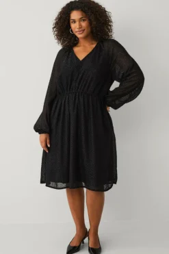 Ellos Plus collection Kjole med en v-hals Sort med lurex Discount