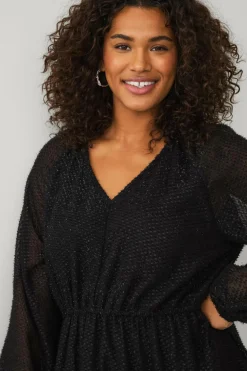 Ellos Plus collection Kjole med en v-hals Sort med lurex Discount