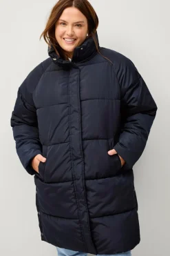 Ellos Plus collection Foret frakke med skorstenskrave Blå New