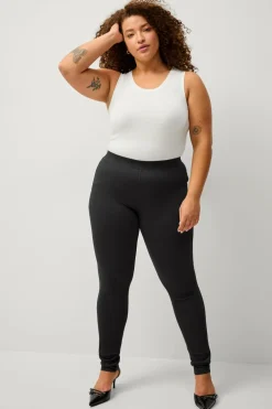 Ellos Tights & Leggings>Plus collection Treggings med høj talje Sort