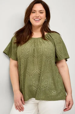 Ellos Toppe & Tank-Toppe>Plus collection Top Lacy Grøn