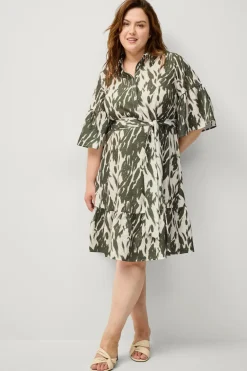 Ellos Plus collection Kjole Alexandra Grøn/creme Discount