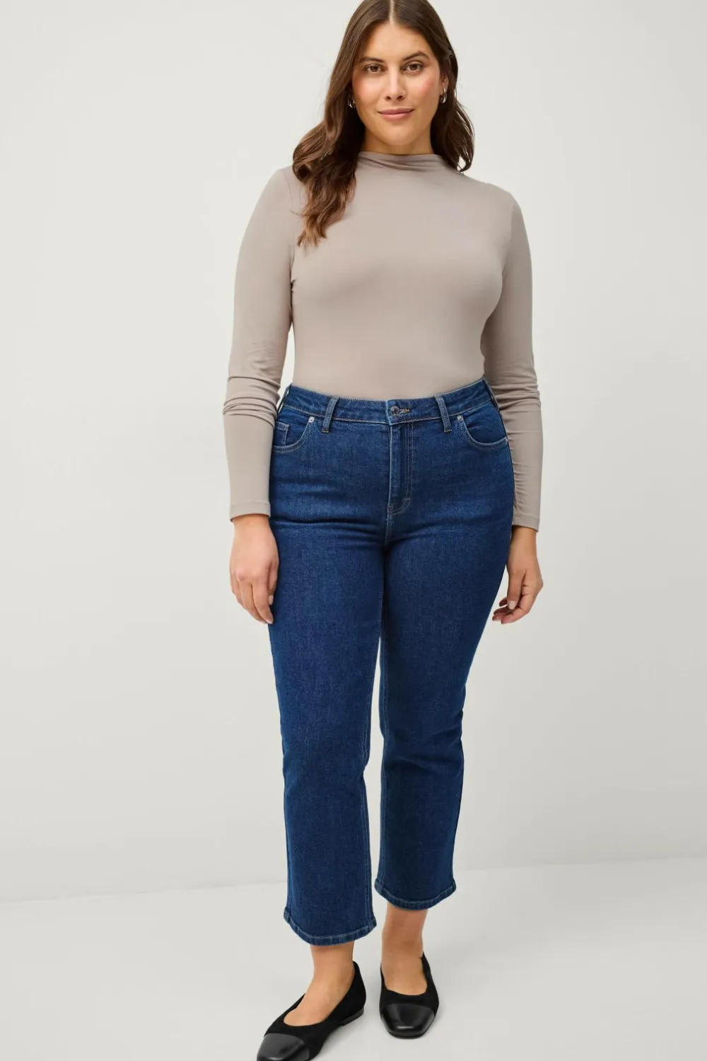 Ellos Plus collection Jeans Straight Cropped Dk blue