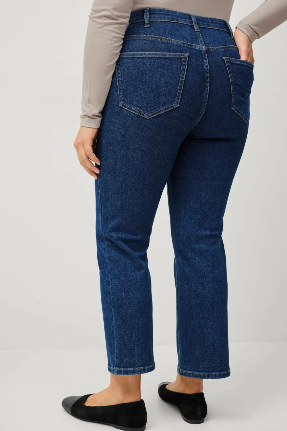 Ellos Plus collection Jeans Straight Cropped Dk blue