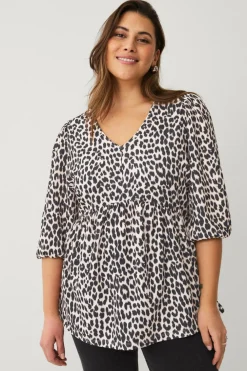 Ellos Tunikaer>Plus collection Tunika med 3/4 lange ærmer Leopardmønstret