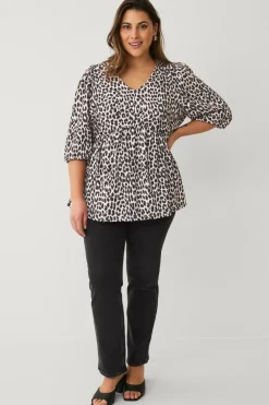 Ellos Tunikaer>Plus collection Tunika med 3/4 lange ærmer Leopardmønstret