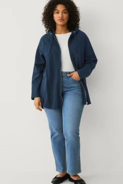 Ellos Plus collection Sweatshirt med hætte og lynlås Marineblå Online