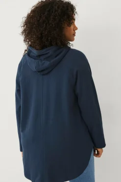 Ellos Plus collection Sweatshirt med hætte og lynlås Marineblå Online