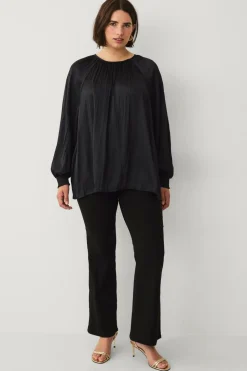 Ellos Skjorter & Bluser>Plus collection Plisseret bluse Sort