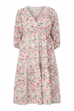 Ellos Plus collection Kjole i bomuldsvæv Rosa blomst Outlet